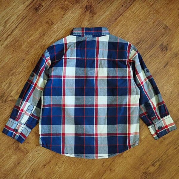Size 4 Firefox Navy & Red Plaid Long Sleeve Shirt NOS - Image 2