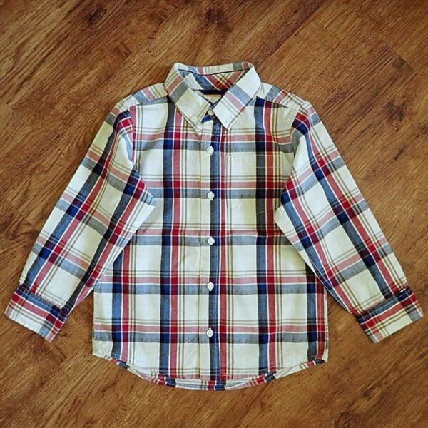 Size 4 Gymboree Red & Navy Plaid Long Sleeve Shirt NOS