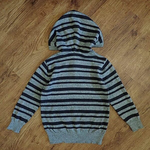 Size 4 H&T Black & Grey Block-Striped Lightweight Hoodie NOS - Image 2