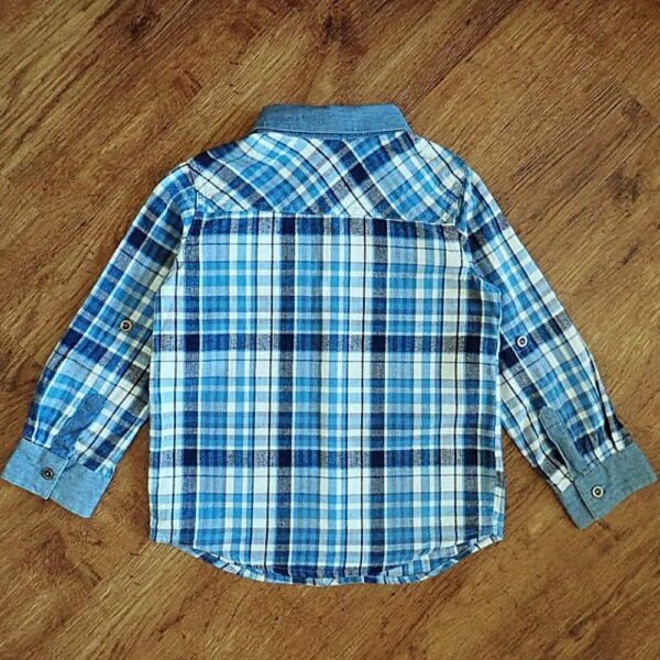 Size 4 H&T Blue & Black Plaid Long Sleeve Shirt EUC - Image 2