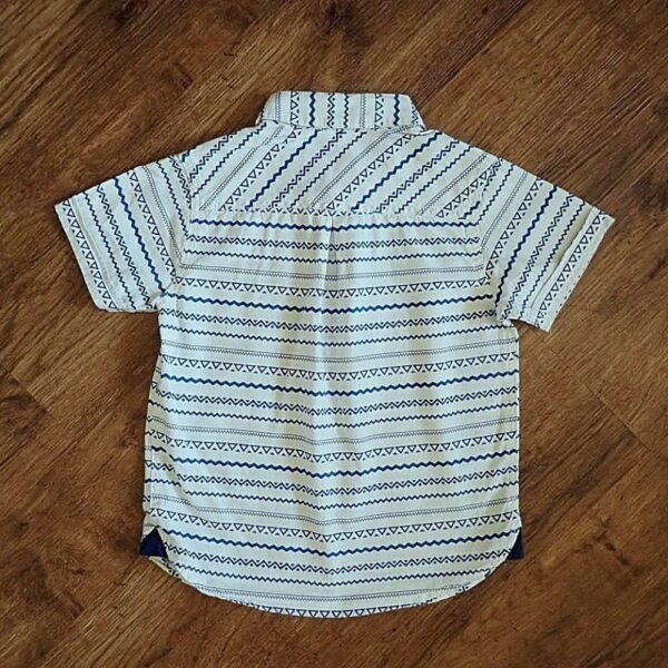 Size 4 H&T Blue & White Geometric-Stripe Short Sleeve Shirt EUC - Image 2