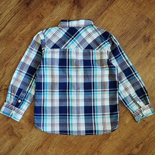 Size 4 H&T Navy & White Plaid Long Sleeve Shirt EUC - Image 2