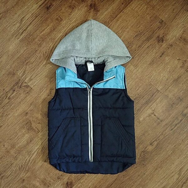 Size 4 Kids & Co Navy & Sky Blue Quilted Puffer Vest EUC