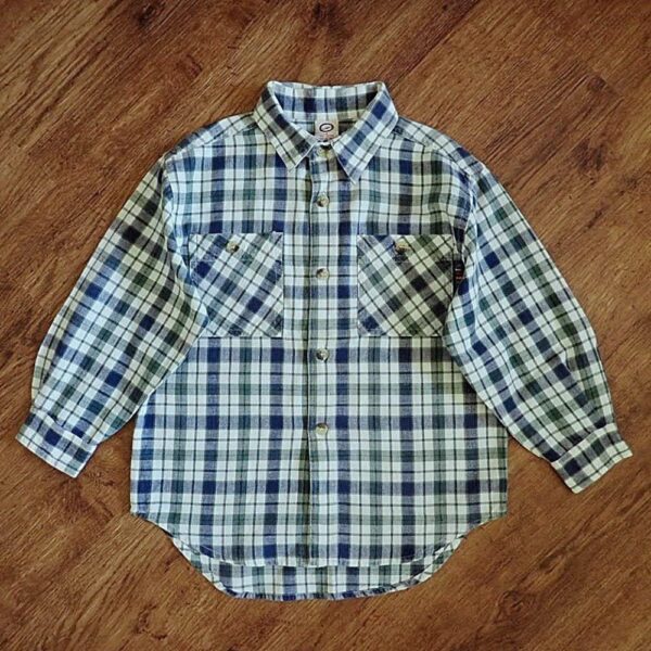 Size 4 Nuggets Blue & Green Plaid Long Sleeve Shirt NOS