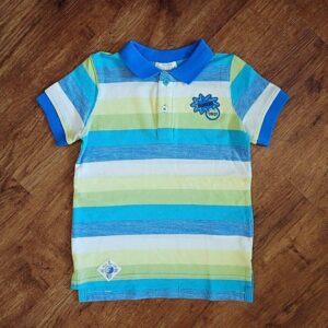 Size 4 Pumpkin Patch Boys 'Numero Uno!' Striped Polo Shirt NOS