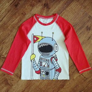 Size 4 Target 'Astronaut' Print Long Sleeve Sleep Top EUC