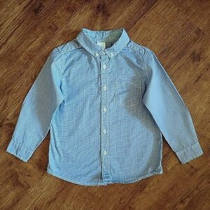 Size 4 Target Blue & White Grid-Checked Long Sleeve Shirt EUC