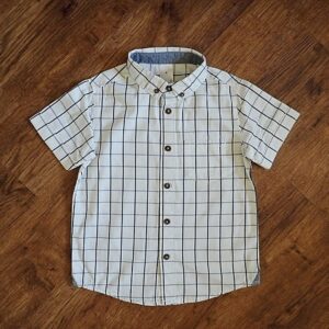 Size 4 Target White Grid-Check Short Sleeve Shirt EUC