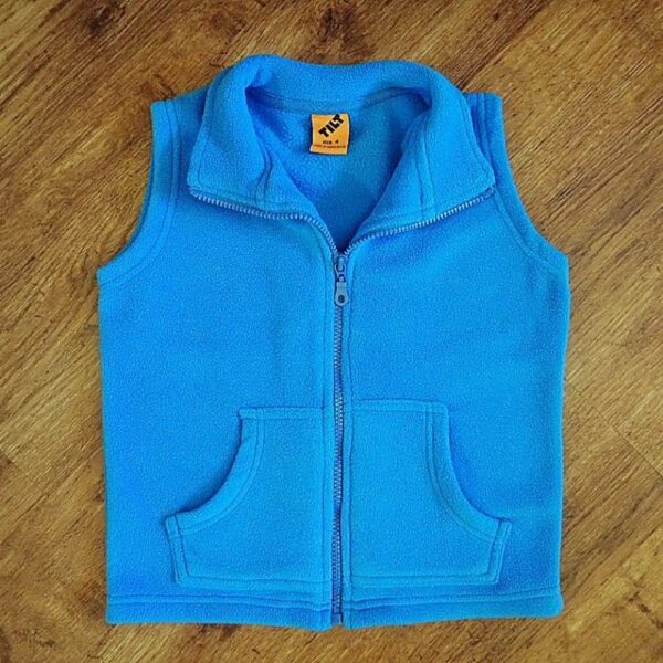 Size 4 Tilt Plain Sky Blue Polar Fleece Vest EUC