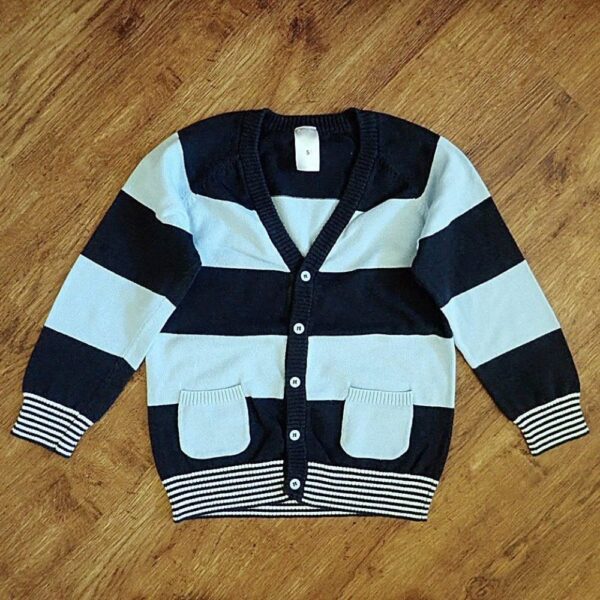 Size 5 Target Navy & Blue Block-Striped Lightweight Cardigan EUC