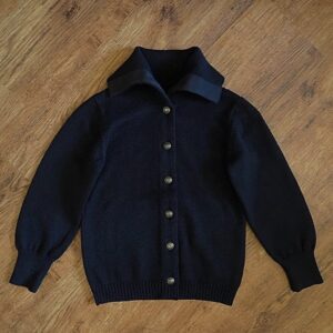 Size 6/7 Witchery Kids Black Wool-Blend Knitted Cardigan EUC