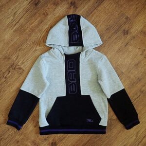Size 6 Bad Boy Light Grey & Black Long Sleeve Hoodie EUC