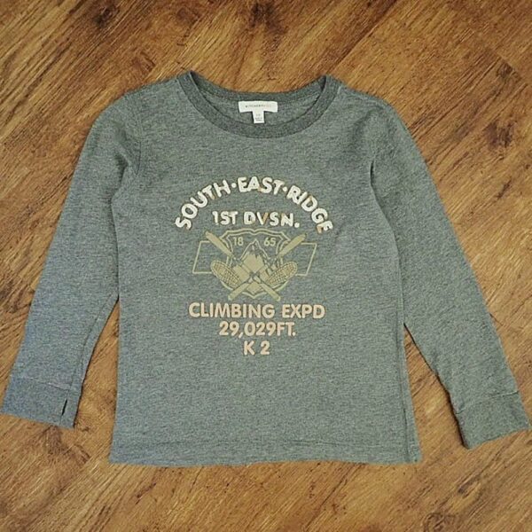 Size 5/6 Witchery Kids Appliqued Grey Long Sleeve Tee GUC
