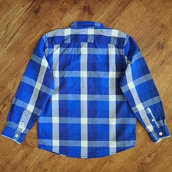 Size 5/6 Zara Kids Cobalt Blue Plaid Long Sleeve Shirt EUC - Image 2