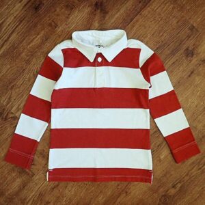 Size 5 Anko Long Sleeve Block-Striped Long Sleeve Polo Shirt NOS
