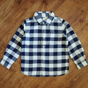 Size 5 Anko Navy & White Long Sleeve Flannelette Shirt EUC