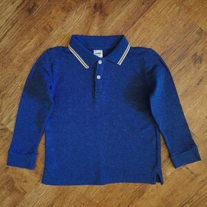 Size 5 Anko Navy Long Sleeve Waffle Polo Shirt EUC