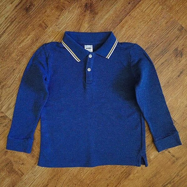 Size 5 Anko Navy Long Sleeve Waffle Polo Shirt EUC