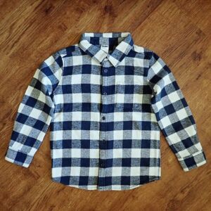 Size 5 Anko Navy & White Long Sleeve Flannelette Shirt EUC