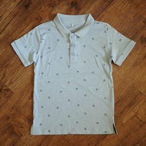 Size 5 Anko 'Sea Turtle' Patterned Grey Marled Polo Shirt EUC