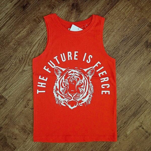 Size 5 B-Collection 'The Future is Fierce' Vermilion Tank Top NWT