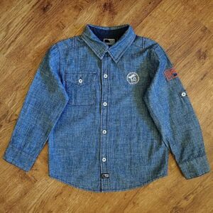 Size 5 Bad Boy Charcoal Chambray Long Sleeve Shirt EUC