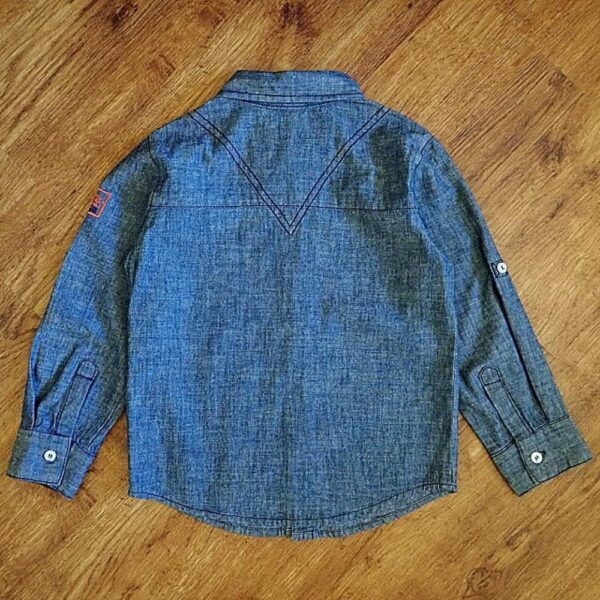 Size 5 Bad Boy Charcoal Chambray Long Sleeve Shirt EUC - Image 2