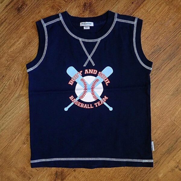 Size 5 Body and Soul Baseball Team Navy Tank Top NOS