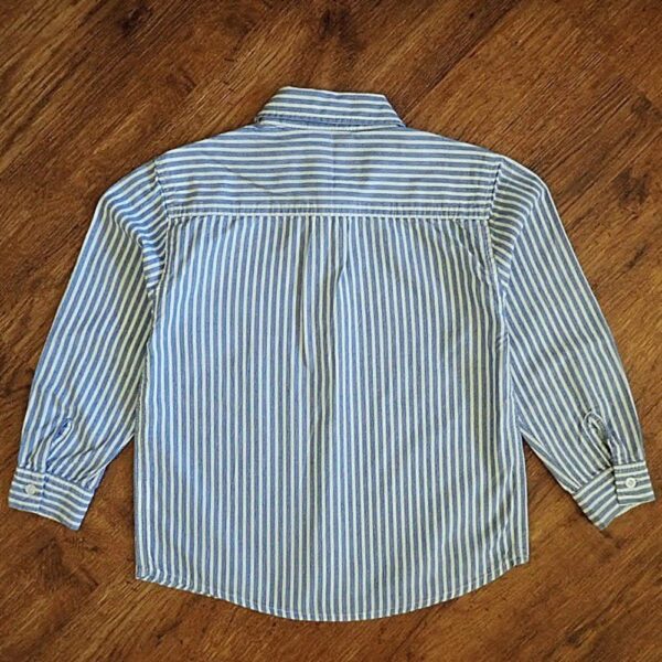 Size 5 Fun Spirit Blue & White Striped Long Sleeve Shirt EUC - Image 2