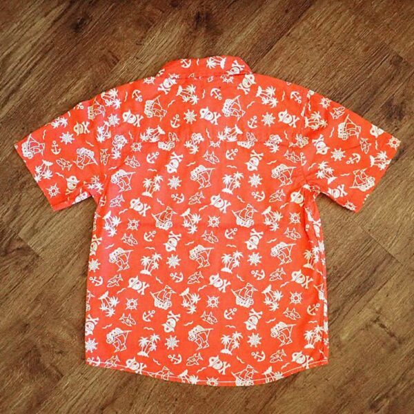 Size 5 Fun Spirit Orange & White Pirate-Themed Hawaiian Shirt EUC - Image 2