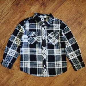 Size 5 H&T Black & White Long Sleeve Flannelette Shirt EUC
