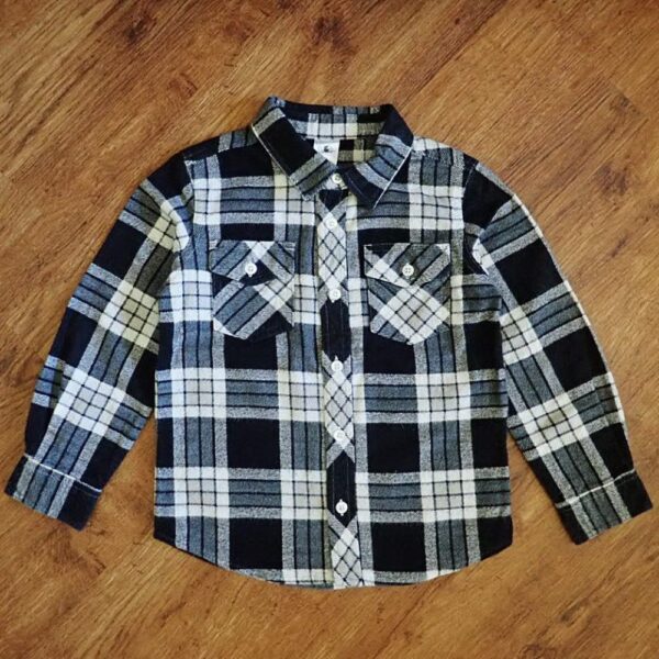 Size 5 H&T Black & White Long Sleeve Flannelette Shirt EUC