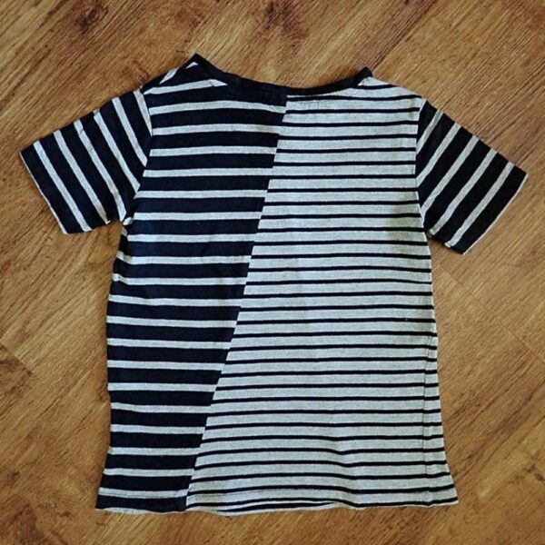 Size 5 H&T Block-Striped Black & Grey Tee EUC - Image 2