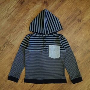 Size 5 H&T Grey & Black Block-Striped Hoodie EUC