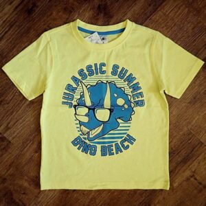 Size 5 H&T 'Jurassic Summer Dino Beach' Yellow Tee NWT