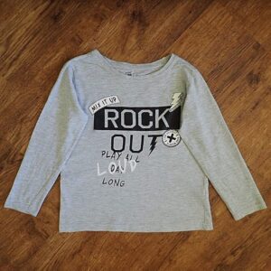 Size 5 Kids & Co 'Rock Out' Grey Long Sleeve Tee EUC
