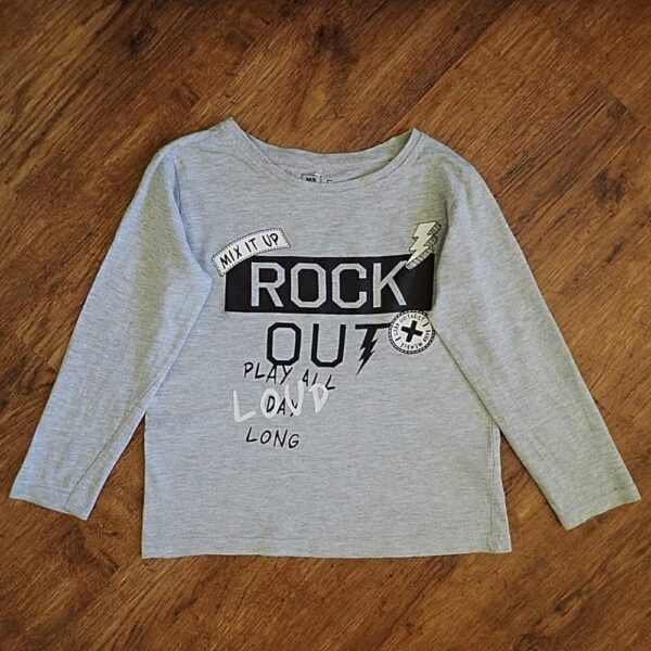 Size 5 Kids & Co 'Rock Out' Grey Long Sleeve Tee EUC