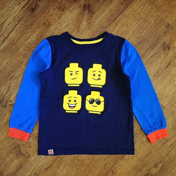 Size 5 Lego 'Minifig Heads' Long Sleeve Tee Sleep Top EUC