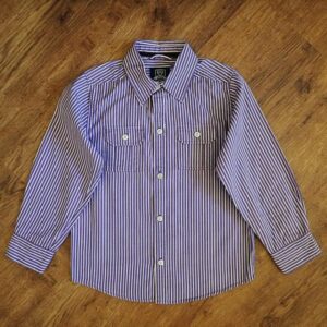 Size 5 OshKosh Purple & White Striped Long Sleeve Shirt EUC