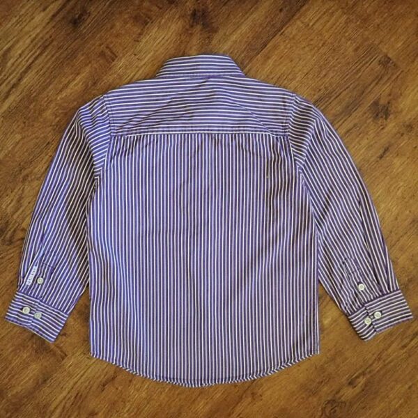 Size 5 OshKosh Purple & White Striped Long Sleeve Shirt EUC - Image 2