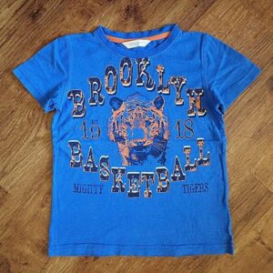 Size 5 Pumpkin Patch 'Brooklyn Basketball' Blue Tee EUC