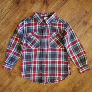 Size 5 Target Charcoal & Maroon Long Sleeve Flannelette Shirt EUC