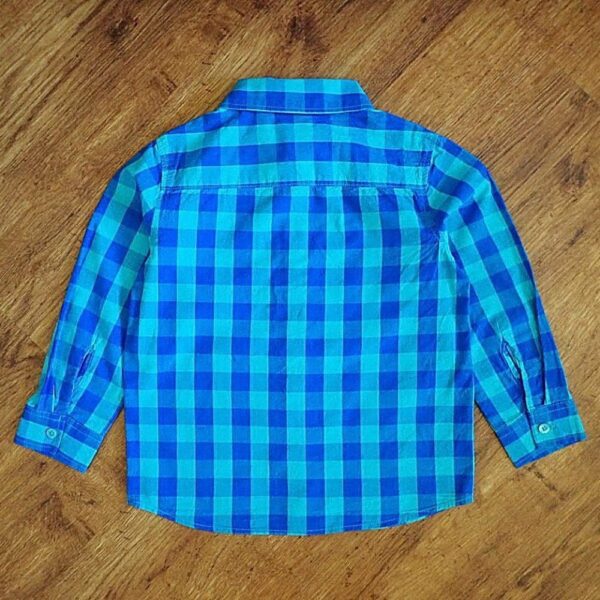 Size 5 Tilt Aqua & Blue Gingham-Check Long Sleeve Shirt EUC - Image 2