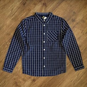 Size 12 Tilt Navy & White Plain-Check Long Sleeve Shirt NWT