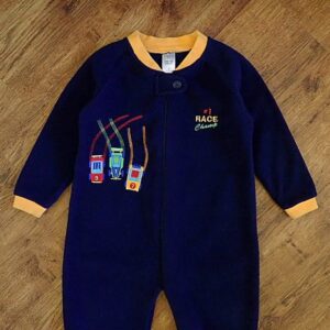 Size 3 Target 'Race Champ' Navy Polar Fleece Sleepsuit EUC