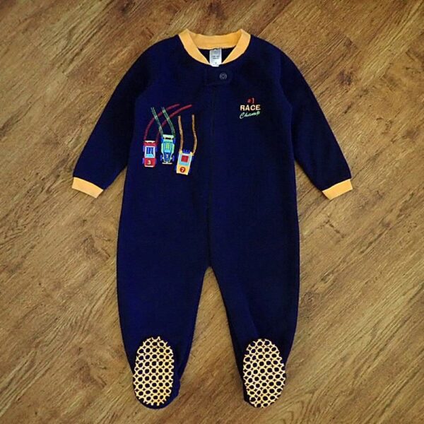 Size 3 Target 'Race Champ' Navy Polar Fleece Sleepsuit EUC - Image 2