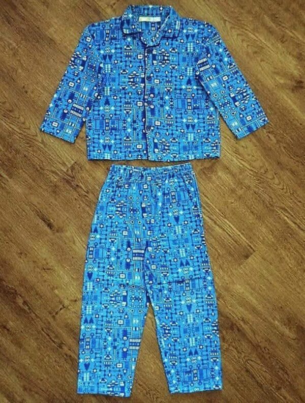 Size 8 Lily & Dan Blue 'Robot' Flannelette Pyjamas EUC - Image 2