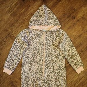 Size 9/10 Lily & Dan Leopard Print Hooded Sleepsuit GUC