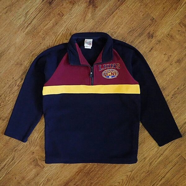 Size 12 AFL Brisbane Lions 1/4 Zip Polar Fleece Pullover EUC