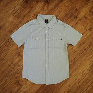 Size 14 Tilt Grey Striped Short Sleeve Shirt EUC